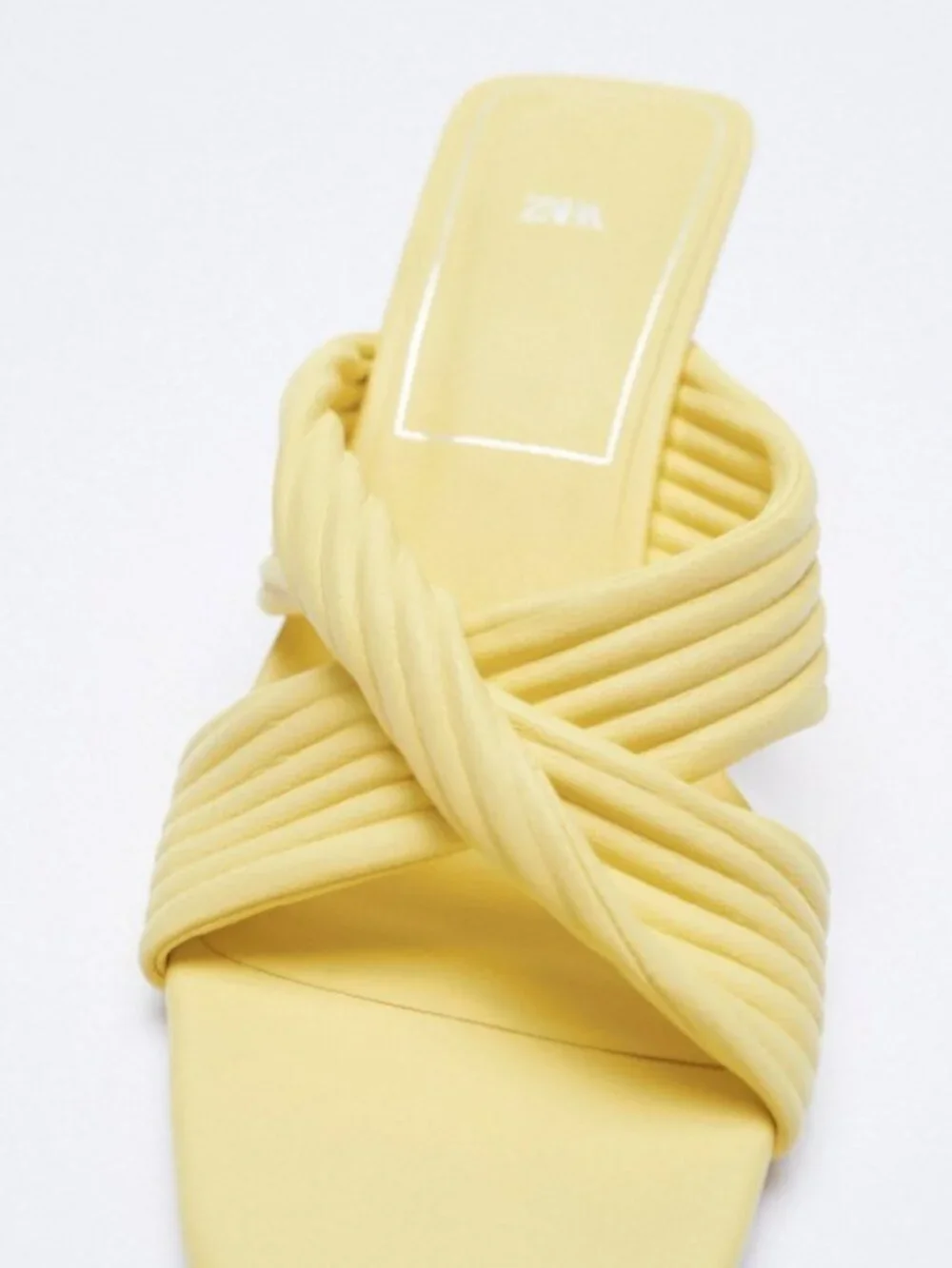 Zara Pleated Strap Heeled Sandals Heel Light Yellow Size 38/7 - Picture 6 of 13